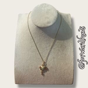 Bundle Sale 3 for $15 | Gold Tone Frog Pendant Necklace with Light Green Rhinest